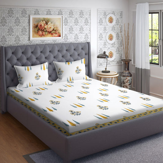 Blue & Mustard Yellow Tree Bedsheet