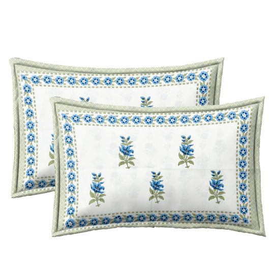 Blue & pale Green Floral Bedsheet