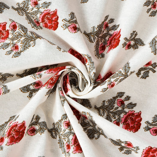 Red & Grey Floral Bedsheet