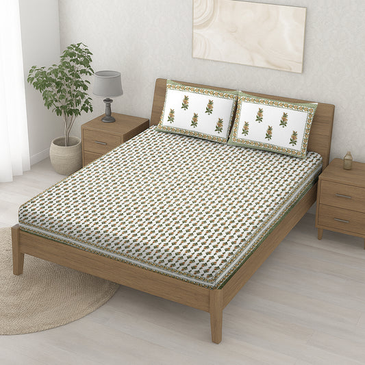 Green & Yellow Floral Bedsheet