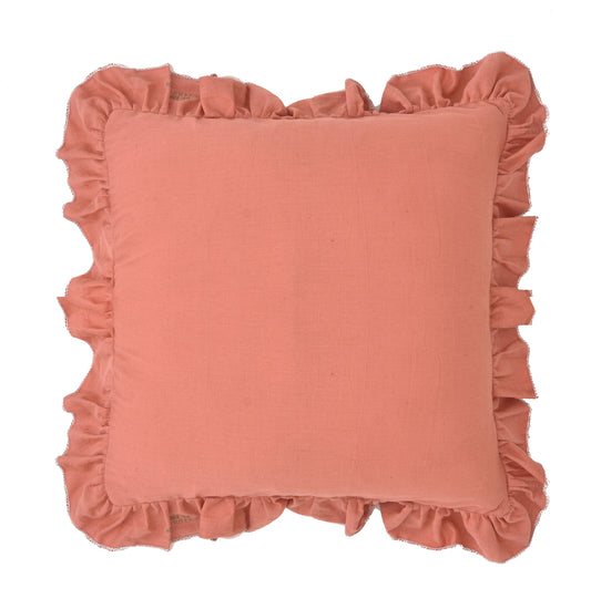 Muted Orange Ruffle Cushion Cover