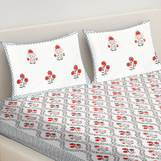 Jaal Bedsheet with Orange Flowers