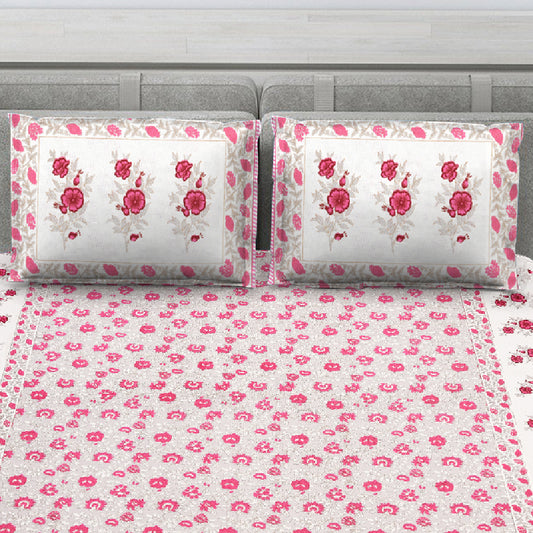 Pink & Grey Floral Bedsheet
