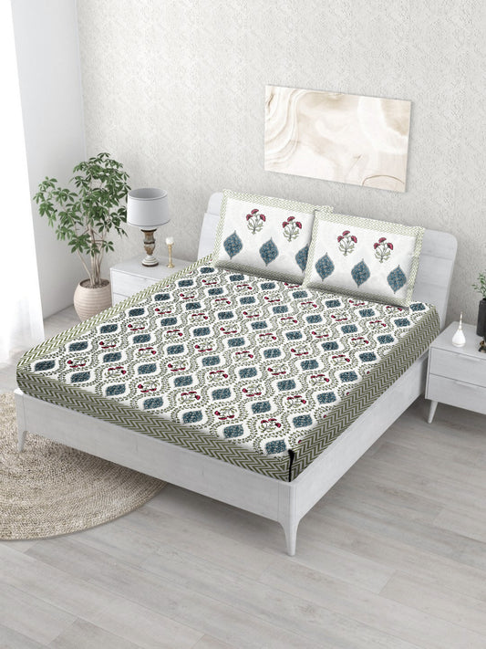 Multicolour Blue Jaal Bedsheet