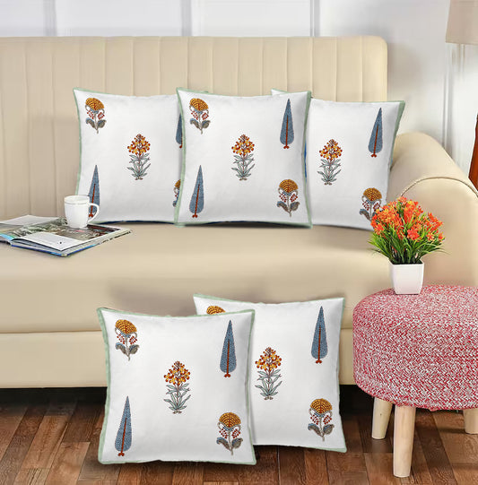 Blue & Yellow floral Cushion Cover