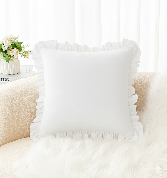 Pristine White Ruffle Cushion Cover
