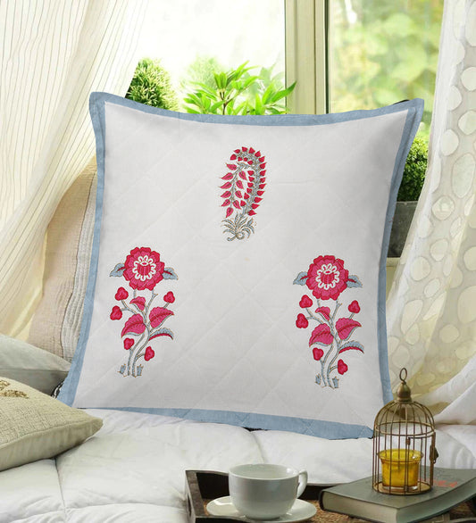 Pink & Blue Floral Cushion Cover